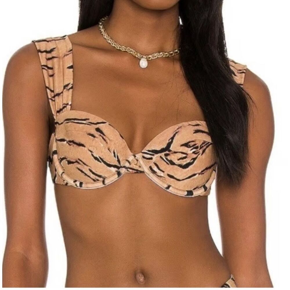 NWT WeWoreWhat Claudia Underwire Bikini Top Tiger‎ Print Animal Size M - Picture 3 of 13